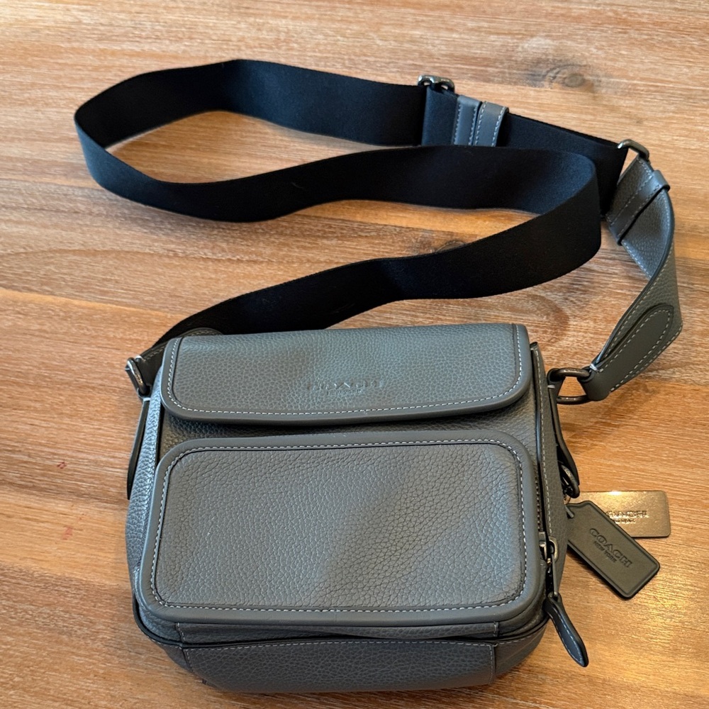 Coach Gray Leather Men's Messenger Bag